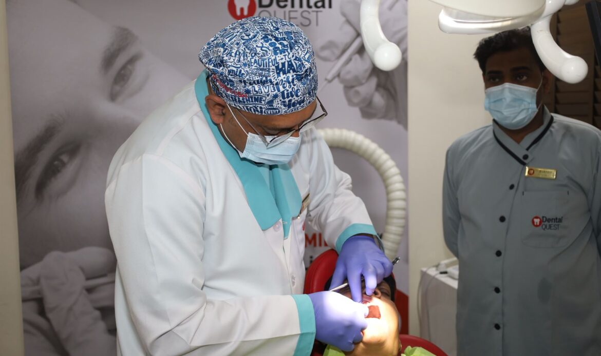 Cosmetic dental procedure being performed at Dental Quest, Dwarka Sector 19